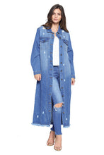 Load image into Gallery viewer, women&#39;s Denim Jacket with Distressed