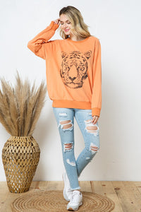 French Terry Tiger Studded Star Graphic Sweatshirt