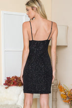 Load image into Gallery viewer, Sequin Lurex Cowl Neck Dress
