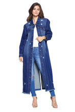 Load image into Gallery viewer, women&#39;s Denim Jacket with Distressed