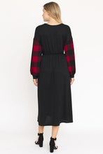 Load image into Gallery viewer, Knit Bishop Sleeve Tea Length Dress