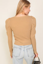 Load image into Gallery viewer, Ribbed Puff Sleeve Knit Top