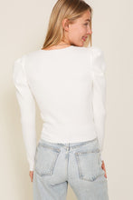 Load image into Gallery viewer, Ribbed Puff Sleeve Knit Top