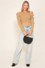 Load image into Gallery viewer, Ribbed Puff Sleeve Knit Top