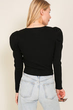 Load image into Gallery viewer, Ribbed Puff Sleeve Knit Top