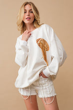 Load image into Gallery viewer, Fleece Terry Football Sequin Patch Sweatshirt