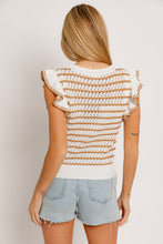 Load image into Gallery viewer, Round Neck Ruffle Sleeve Stripe Knit Top