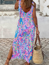 Load image into Gallery viewer, Slit Printed Wide Strap Midi Dress