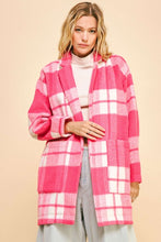 Load image into Gallery viewer, Davi &amp; Dani Plaid Open Front Drop Shoulder Longline Coat