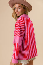 Load image into Gallery viewer, BiBi Striped Contrast Long Sleeve Knit Top