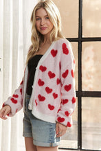 Load image into Gallery viewer, ADORA Fuzzy Heart Button Down Cardigan