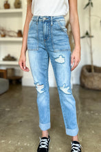 Load image into Gallery viewer, Judy Blue Full Size Distressed Straight Jeans with Patch Pockets