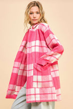 Load image into Gallery viewer, Davi &amp; Dani Plaid Open Front Drop Shoulder Longline Coat