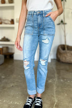 Load image into Gallery viewer, Judy Blue Full Size Distressed Straight Jeans with Patch Pockets