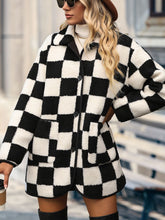 Load image into Gallery viewer, Double Take Full Size Checkered Button Front Coat with Pockets