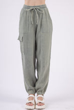 Load image into Gallery viewer, VERY J Washed Woven Crinkle Gauze Drawstring Pants