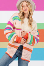 Load image into Gallery viewer, SAGE + FIG Rainbow Striped Open Front Knit Cardigan