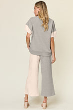 Load image into Gallery viewer, Double Take Full Size Texture Contrast T-Shirt and Wide Leg Pants Set