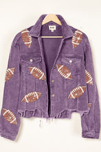 Load image into Gallery viewer, BiBi Football Sequin Embroidery Washed Corduroy Jacket