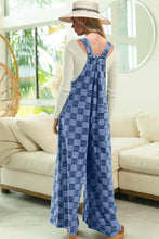 Load image into Gallery viewer, Double Take Checkered Sleeveless Wide Leg Denim Jumpsuit