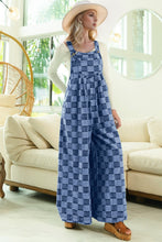 Load image into Gallery viewer, Double Take Checkered Sleeveless Wide Leg Denim Jumpsuit