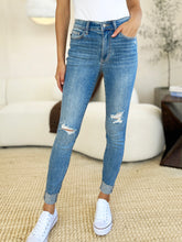 Load image into Gallery viewer, Judy Blue Full Size Mid Rise Destroy &amp; Cuff Skinny Jeans