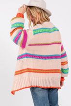 Load image into Gallery viewer, SAGE + FIG Rainbow Striped Open Front Knit Cardigan