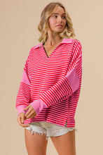 Load image into Gallery viewer, BiBi Striped Contrast Long Sleeve Knit Top