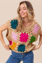 Load image into Gallery viewer, BiBi Granny Square Openwork Sweater Vest