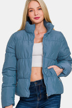 Load image into Gallery viewer, Zenana Zip Up Turtleneck Puffer Jacket with Pockets