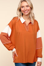 Load image into Gallery viewer, Haptics Color Block Exposed Seam Long Sleeve Top