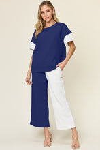 Load image into Gallery viewer, Double Take Full Size Texture Contrast T-Shirt and Wide Leg Pants Set