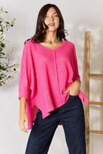 Load image into Gallery viewer, Zenana Full Size Round Neck High-Low Slit Knit Top