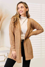 Load image into Gallery viewer, Woven Right Openwork Horizontal Ribbing Open Front Cardigan