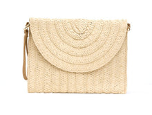 Load image into Gallery viewer, Straw Foldover Convertible Clutch Purse
