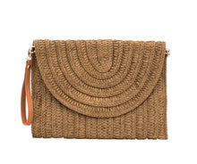 Load image into Gallery viewer, Straw Foldover Convertible Clutch Purse