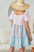 Load image into Gallery viewer, BiBi Square Neck Puff Sleeve Ruffled Hem Tiered Dress