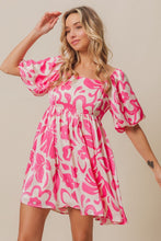 Load image into Gallery viewer, BiBi Tropical Floral Pattern Puff Sleeve Square Neck Dress
