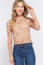 Load image into Gallery viewer, ACTIVE BASIC Ruched Printed Long Sleeve Top