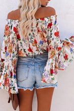 Load image into Gallery viewer, Printed Off Shoulder Flare Sleeve Blouse