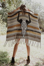 Load image into Gallery viewer, Leto Desert Wanderer Cow Skull Striped Poncho