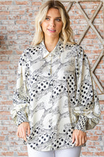 Load image into Gallery viewer, First Love Tiger Print Collared Neck Long Sleeve Satin Shirt