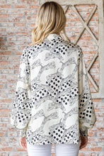 Load image into Gallery viewer, First Love Tiger Print Collared Neck Long Sleeve Satin Shirt