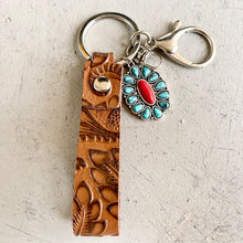 Load image into Gallery viewer, Turquoise Genuine Leather Key Chain