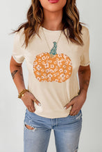 Load image into Gallery viewer, Pumpkin Graphic Round Neck Cuffed T-Shirt