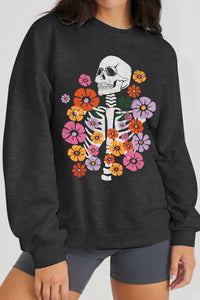 Simply Love Simply Love Full Size Flower Skeleton Graphic Sweatshirt