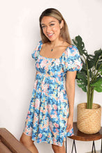 Load image into Gallery viewer, Double Take Floral Square Neck Puff Sleeve Dress