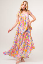 Load image into Gallery viewer, And The Why Full Size Printed Tie Shoulder Tiered Maxi Dress