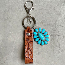 Load image into Gallery viewer, Turquoise Genuine Leather Key Chain