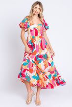 Load image into Gallery viewer, GeeGee Full Size Printed Smocked Back Tiered Maxi Dress